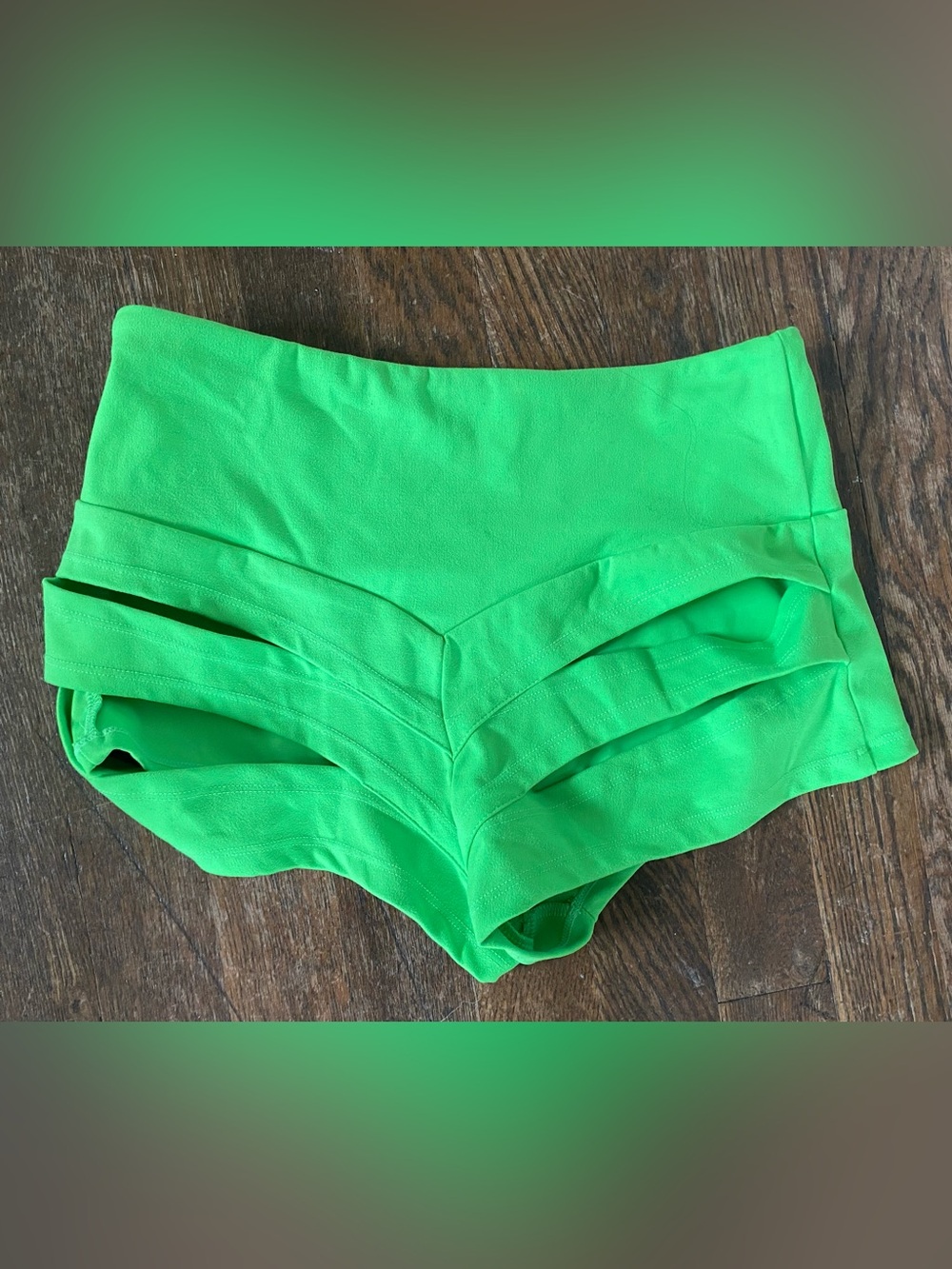 Bright Cutouts Green Women's High-Waist Short - Stretch Waistband